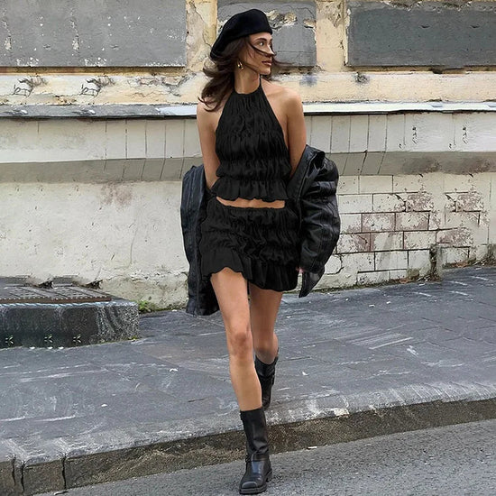 Alanna Pleated Backless Two-Piece Set