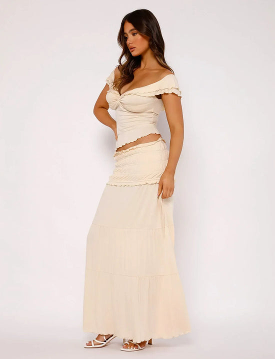 Paula Ruffled Top with Maxi Skirt Boho Set