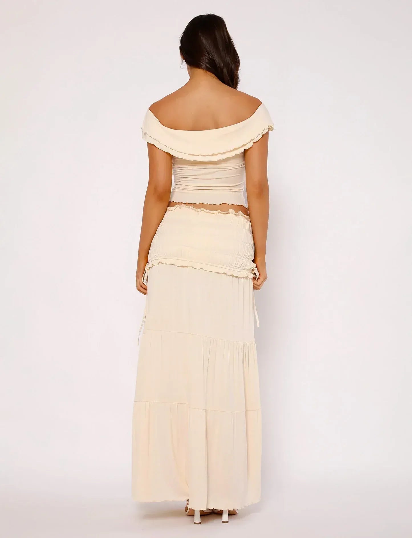 Paula Ruffled Top with Maxi Skirt Boho Set