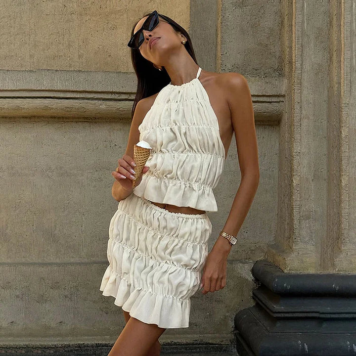 Alanna Pleated Backless Two-Piece Set