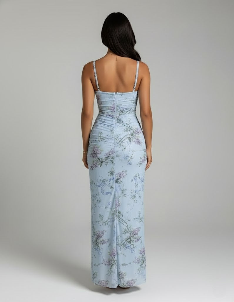 Freya | Blue Floral Print Maxi Dress