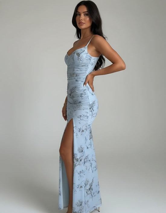 Freya | Blue Floral Print Maxi Dress