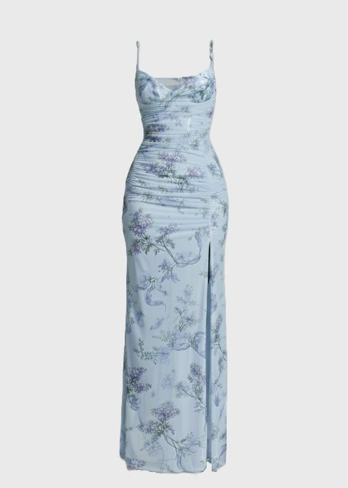 Freya | Blue Floral Print Maxi Dress
